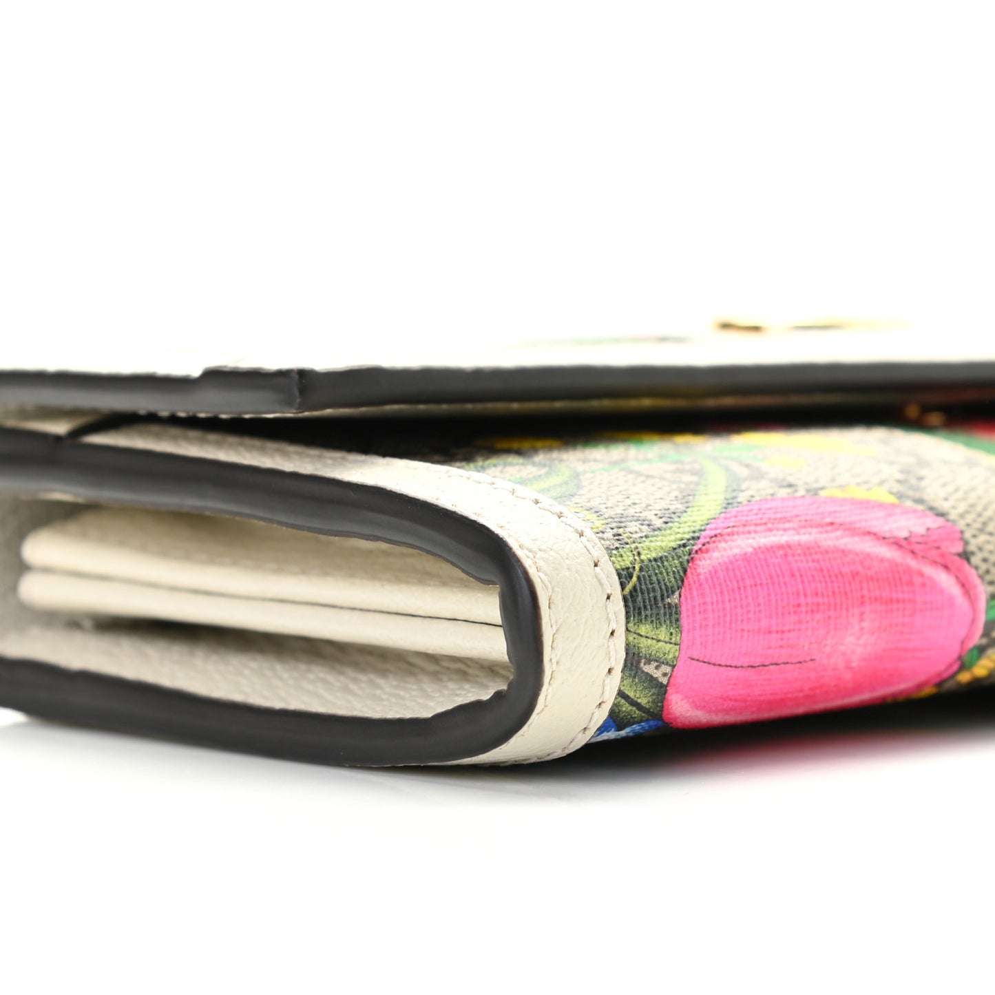 GG Supreme Monogram Flora Web Ophidia Continental Wallet White