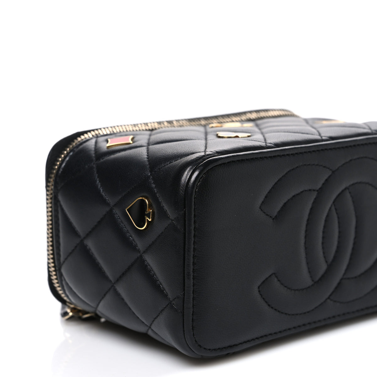 Chanel Lambskin Quilted Enamel Coco Casino Small Vanity Case With Chain Black 9 of 10