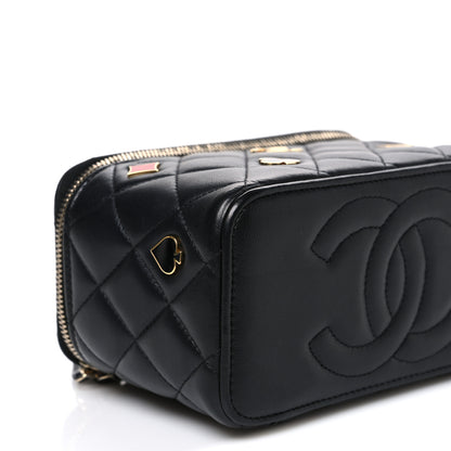 Chanel Lambskin Quilted Enamel Coco Casino Small Vanity Case With Chain Black 9 of 10