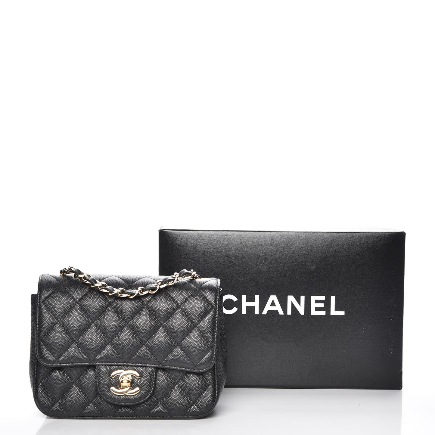 Caviar Quilted Mini Square Flap Black