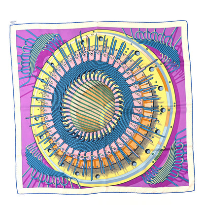 Hermes Silk Alternateur Scarf 90  Cyclamen Jaune Bleu 1 of 4