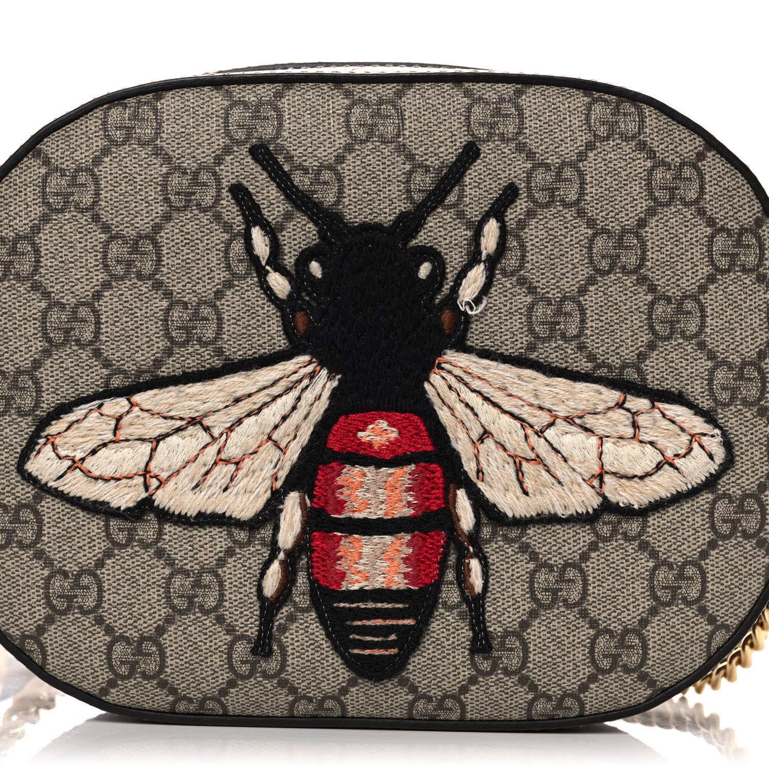 Gucci GG Supreme Monogram Bee Embroidered Mini Chain Shoulder Bag Beige Tuscany 10 of 15