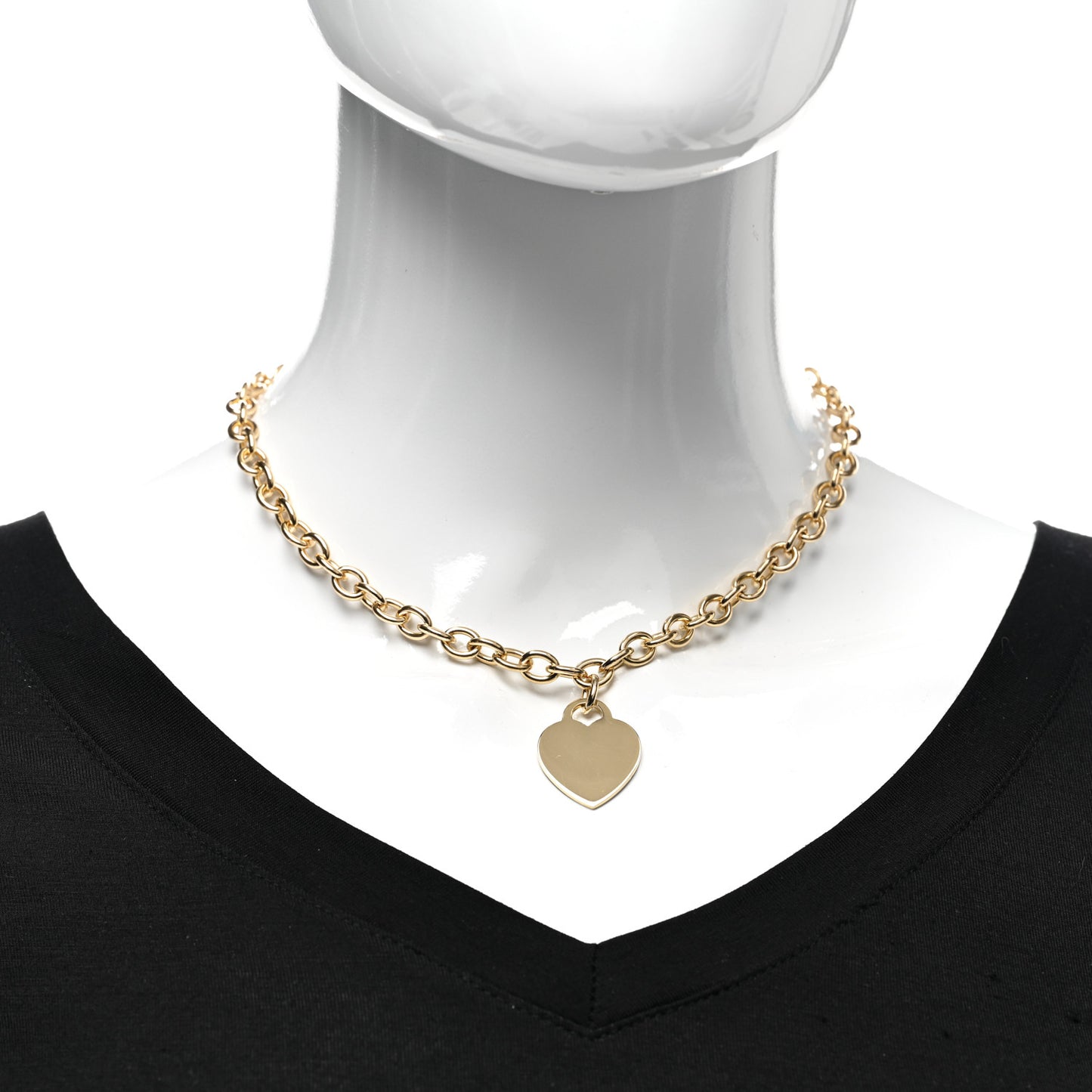 18K Yellow Gold Heart Tag Necklace