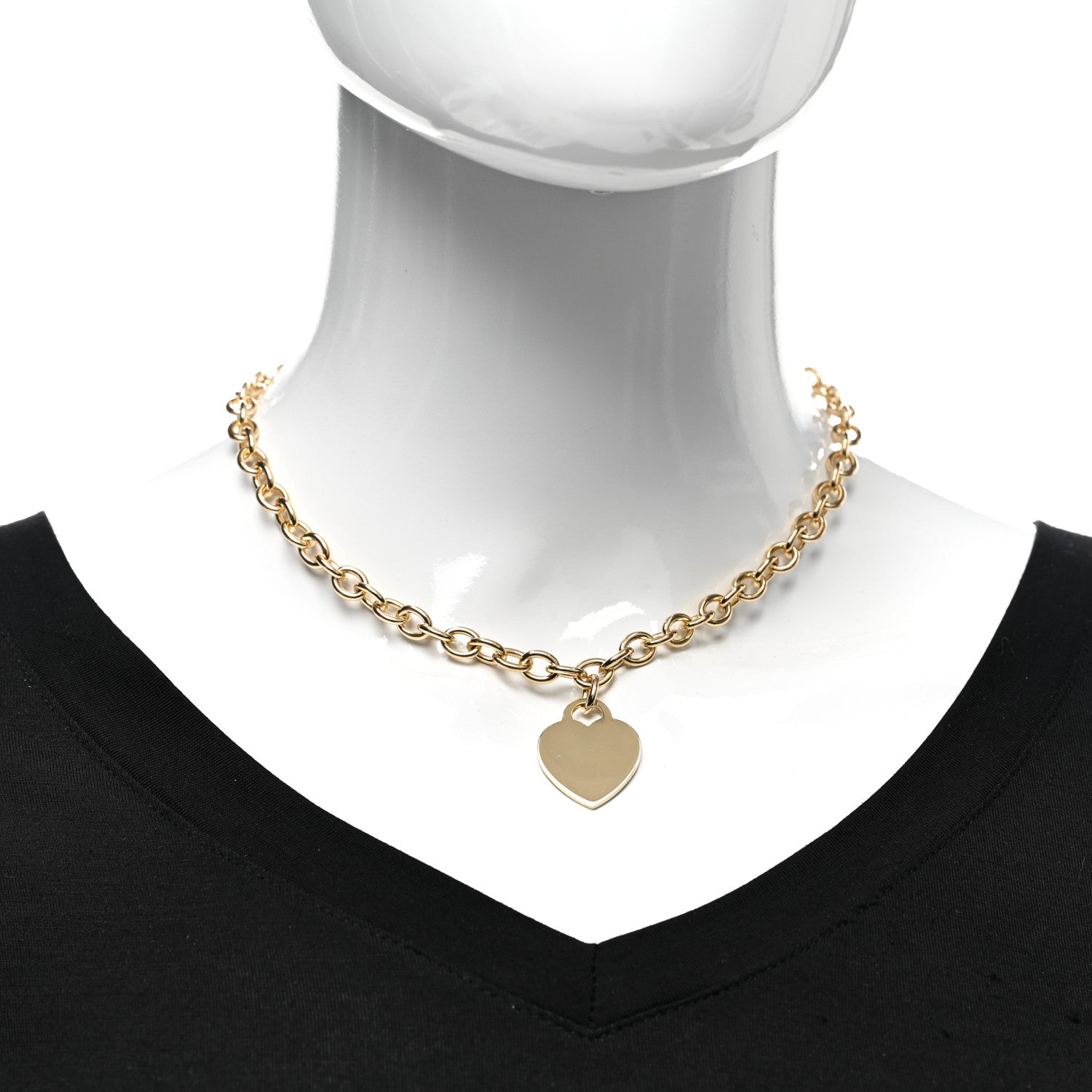 Tiffany 18K Yellow Gold Heart Tag Necklace 2 of 4