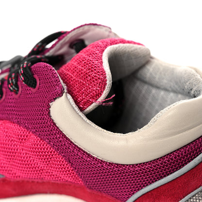 Chanel Mesh Suede Calfskin Grained Calfskin Womens CC Sneakers 37 Dark Pink Silver 8 of 13