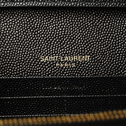 Saint Laurent Grain De Poudre Matelasse Chevron Monogram Chain Wallet  Black 7 of 11