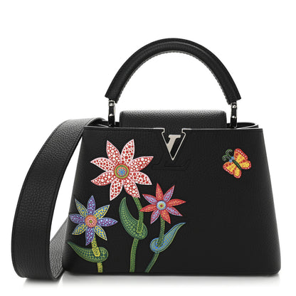 Louis Vuitton LV X YK Taurillon Inlaid Kusama Flowers Capucines BB Black 2 of 19