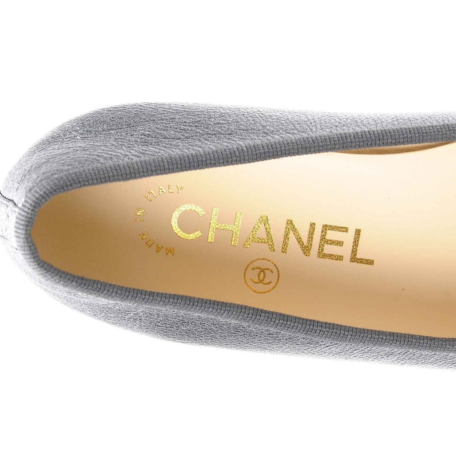 Chanel Metallic Calfskin Cap Toe CC Ballerina Flats 35.5 Dark Silver 7 of 9