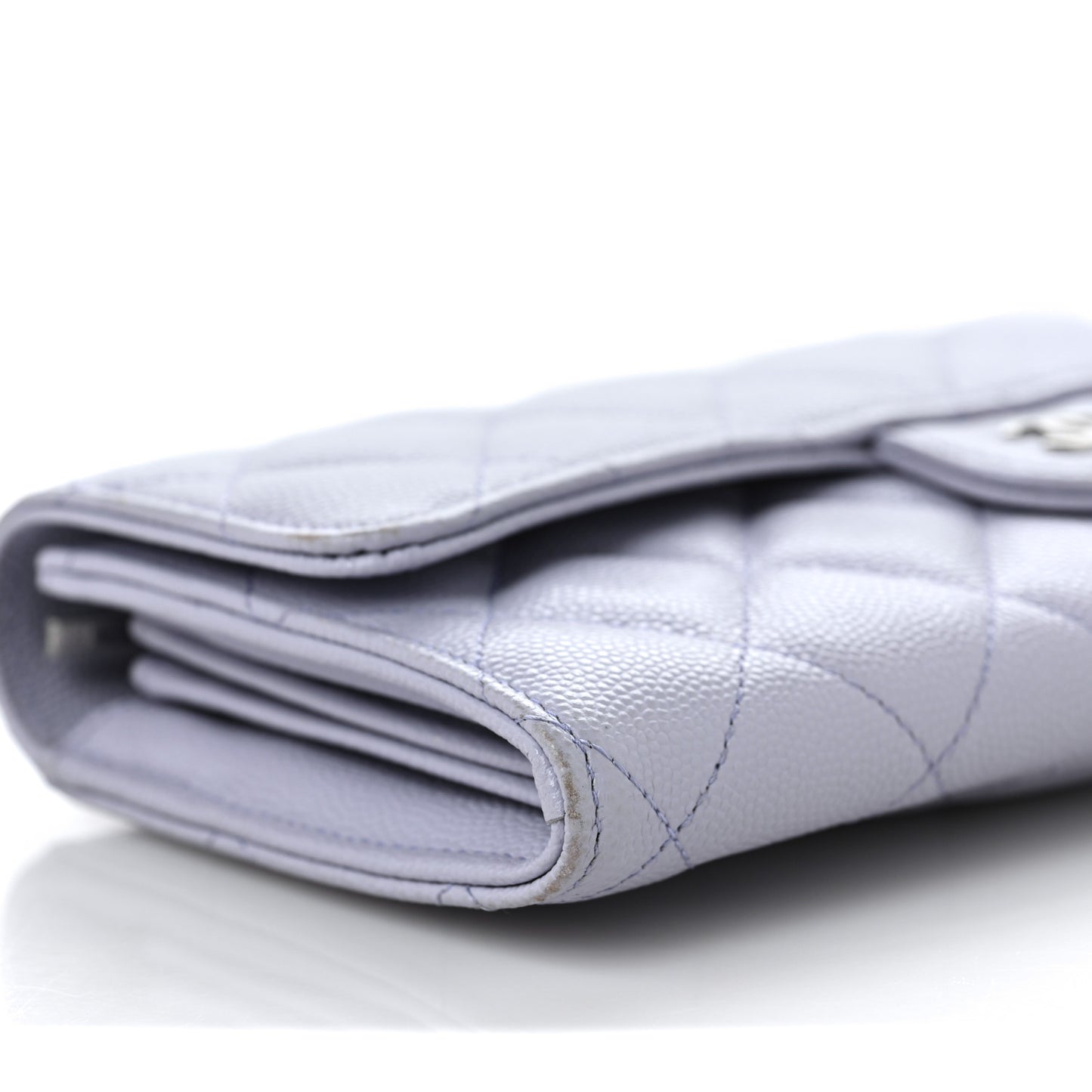 Caviar Quilted Large Flap Wallet Light Purple