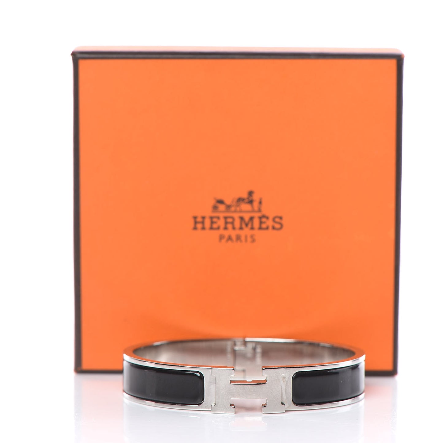 Enamel Narrow Clic Clac H Bracelet GM Black