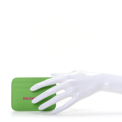 Balenciaga Grained Calfskin Logo Cash Rounded Card Holder Light Green Fuchsia 2 of 8