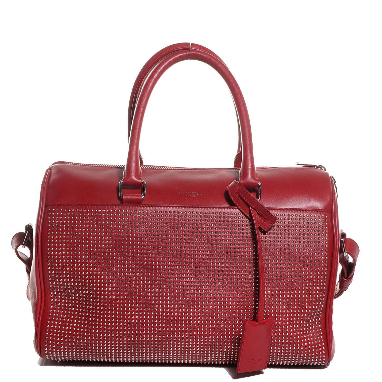 Saint Laurent Calfskin Studded Classic Duffle 6 Red 1 of 8