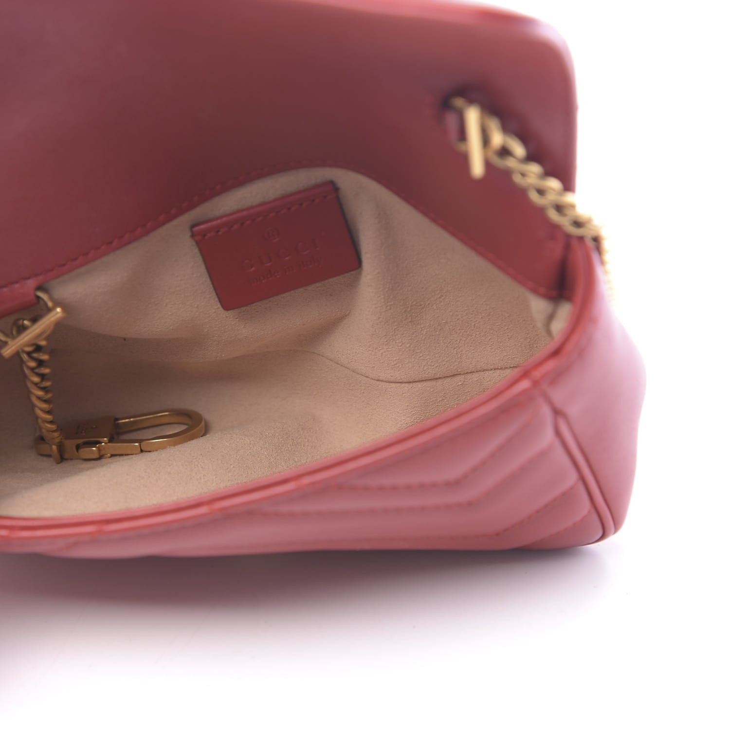 Gucci Calfskin Matelasse Super Mini GG Marmont Shoulder Bag Hibiscus Red 5 of 11