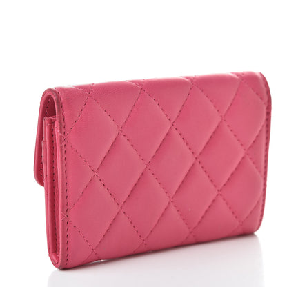 Chanel Lambskin Quilted Flap Card Holder Dark Pink 3 of 17