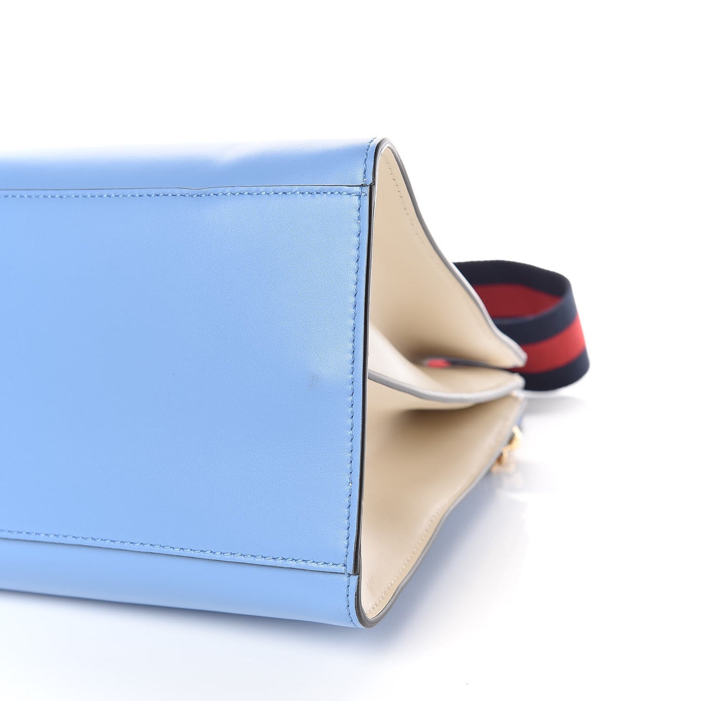Nappa Bamboo Web Medium Nymphaea Top Handle Bag Azure Mystic White