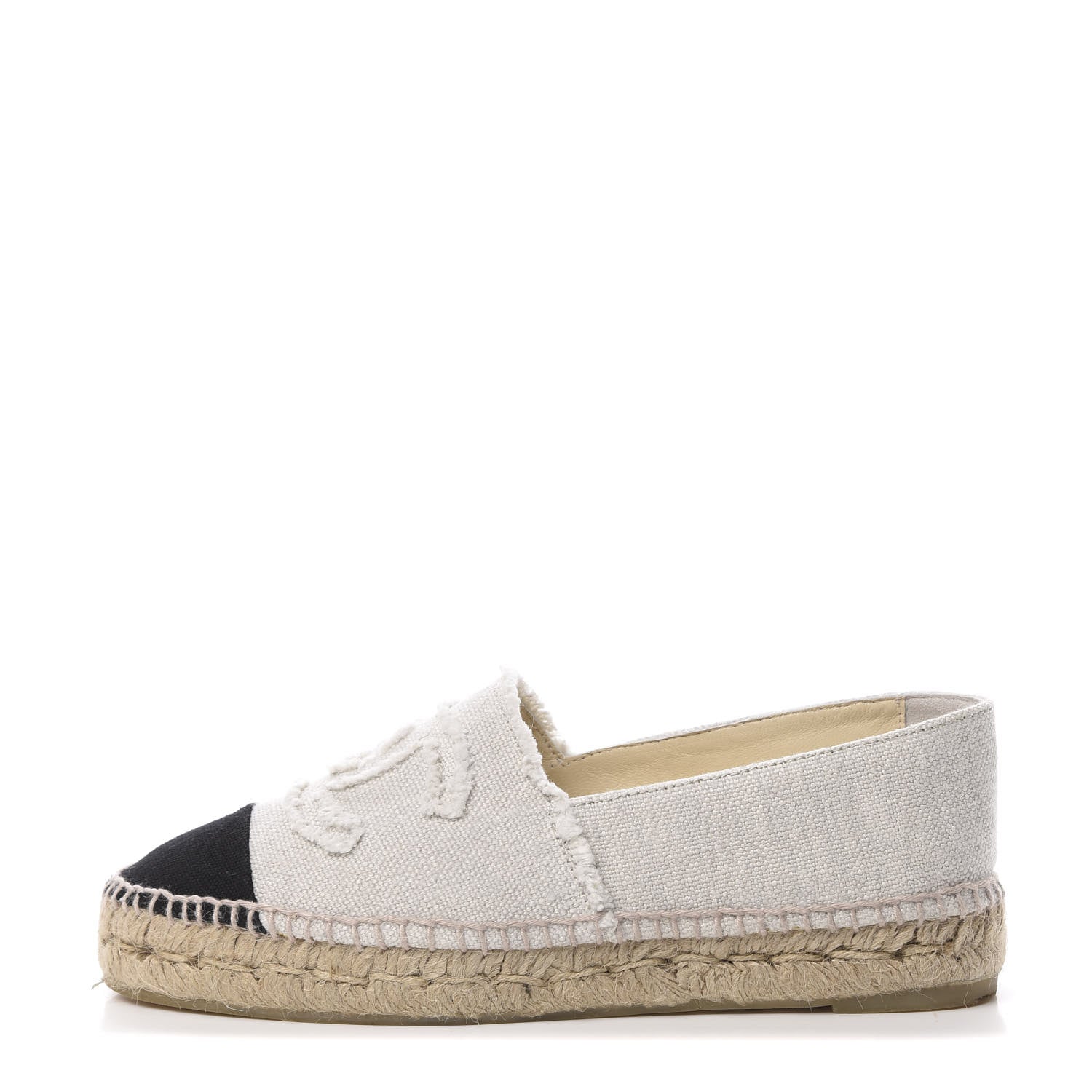 Chanel Linen CC Espadrilles 38 Beige Black 1 of 10