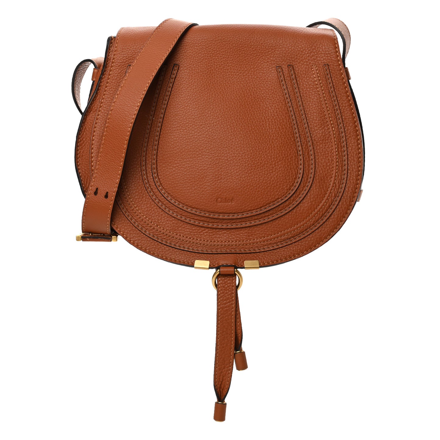 Calfskin Medium Marcie Round Crossbody Bag Tan