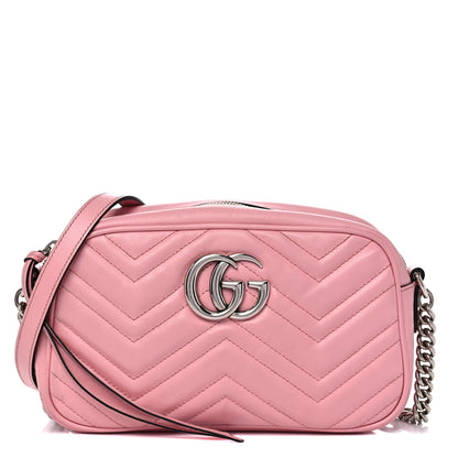Gucci Calfskin Matelasse Small GG Marmont Chain Shoulder Bag Wild Rose 1 of 19