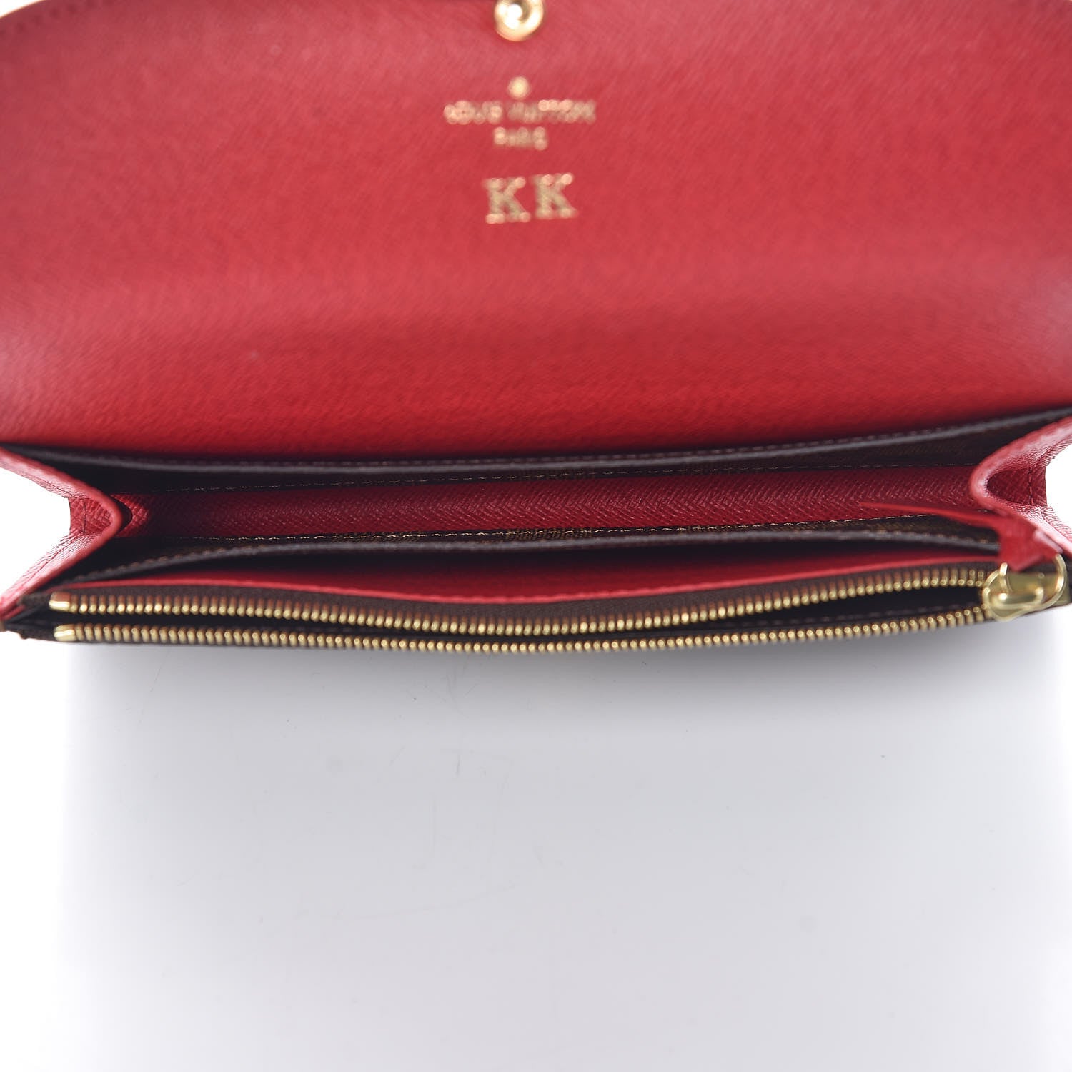 Louis Vuitton Damier Ebene Emilie Wallet Red 5 of 10