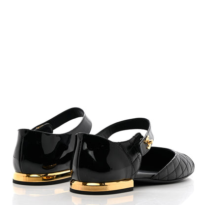 Chanel Patent Lambskin Quilted Cap Toe Ballerina Flats 38.5 Black 4 of 11