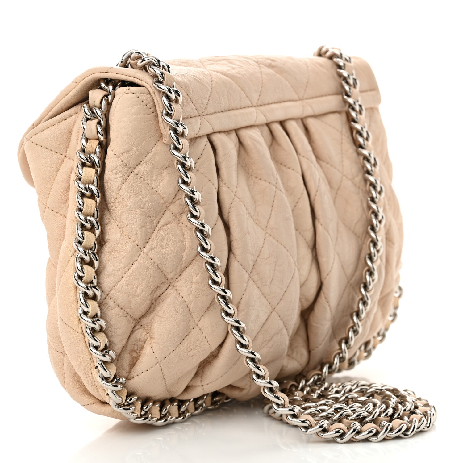 Chanel Washed Lambskin Quilted Medium Chain Around Messenger Beige 3 of 11