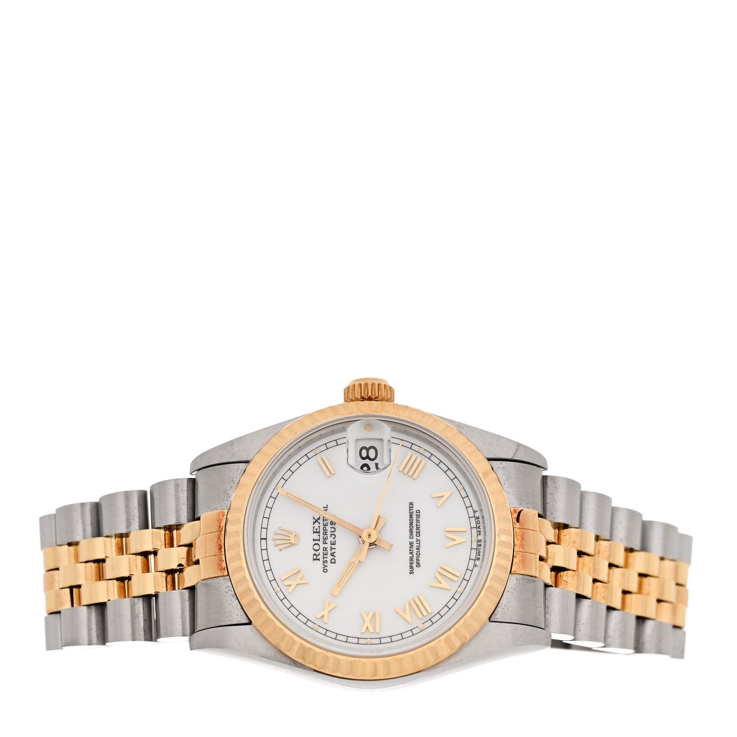 Stainless Steel 18K Yellow Gold 31mm Oyster Perpetual Datejust Watch White Roman 68273