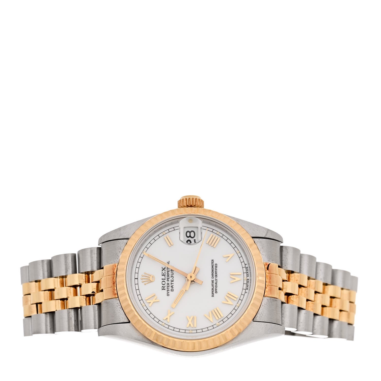 Rolex Stainless Steel 18K Yellow Gold 31mm Oyster Perpetual Datejust Watch White Roman 68273 2 of 6