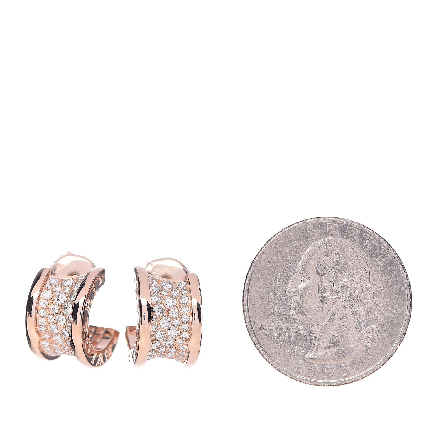 18K Rose Gold Diamond B.Zero1 Huggie Earrings