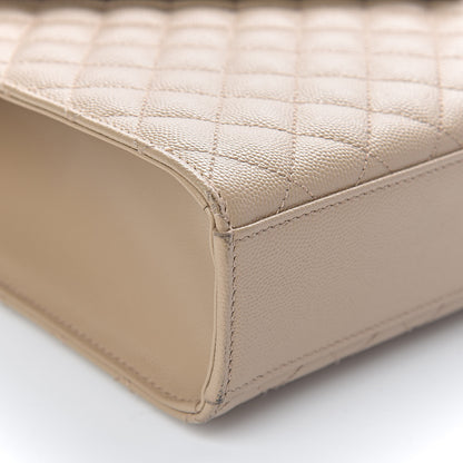 Saint Laurent Grain De Poudre Large Tri-Quilt Monogram Satchel Dark Beige 9 of 10