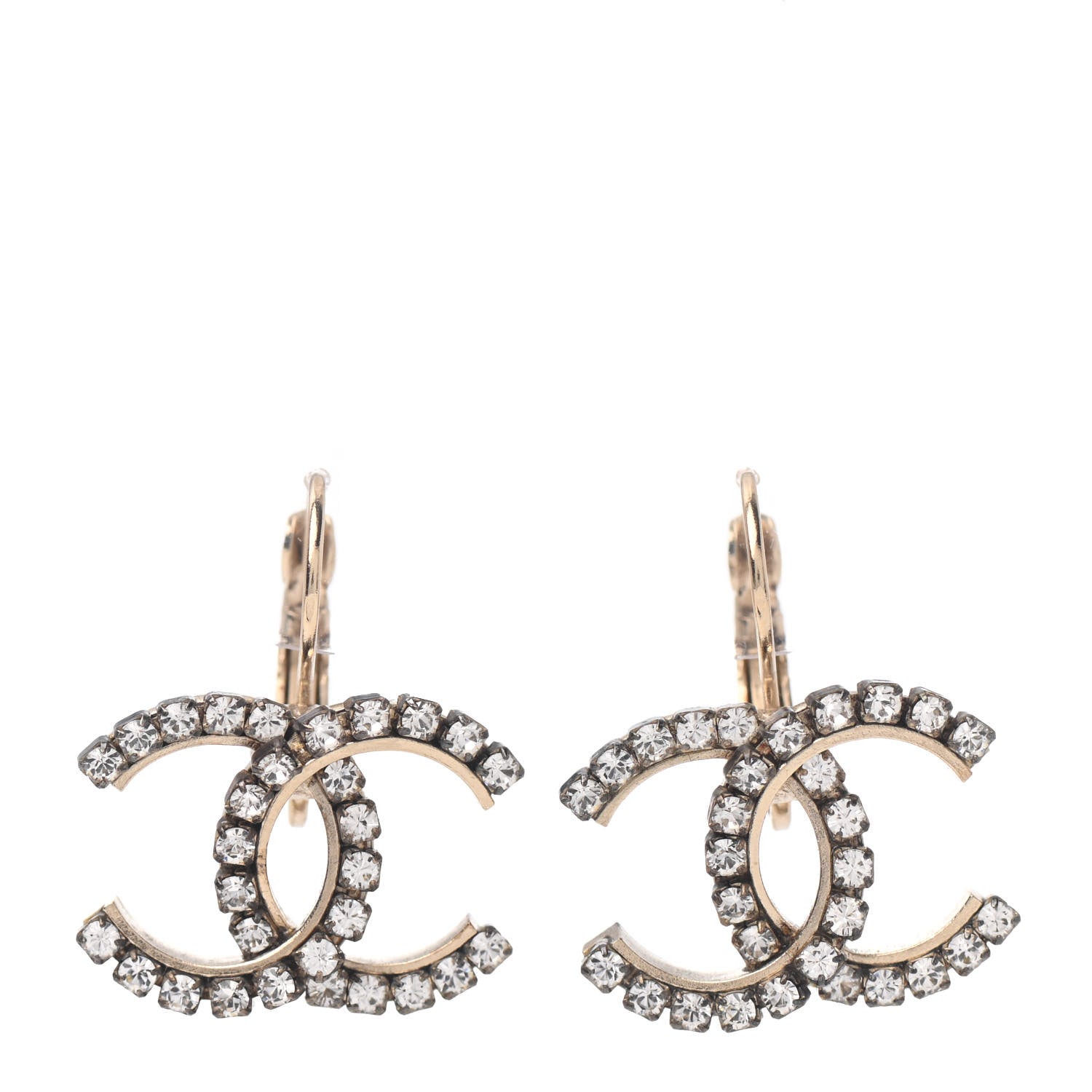 Chanel Crystal CC Drop Earrings Gold 1 of 4