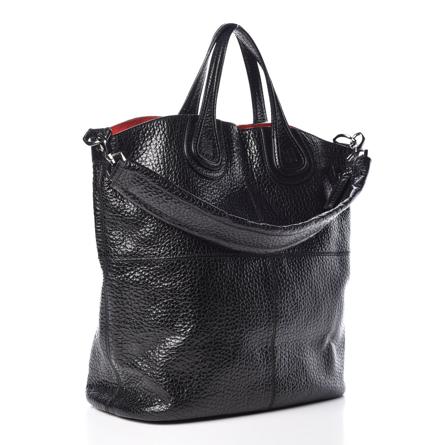 Glazed Pebbled Calfskin North South Nightingale Black
