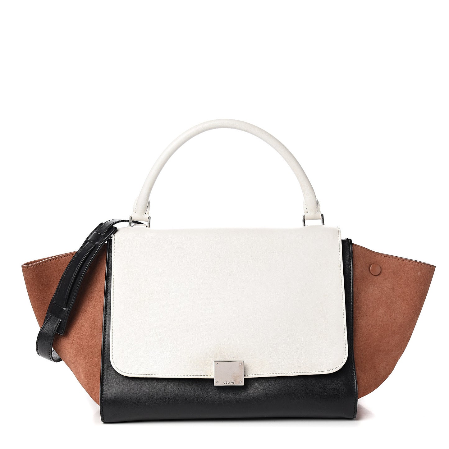 Smooth Calfskin Suede Medium Tri-Color Trapeze White