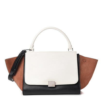 Celine Smooth Calfskin Suede Medium Tri-Color Trapeze White 1 of 11