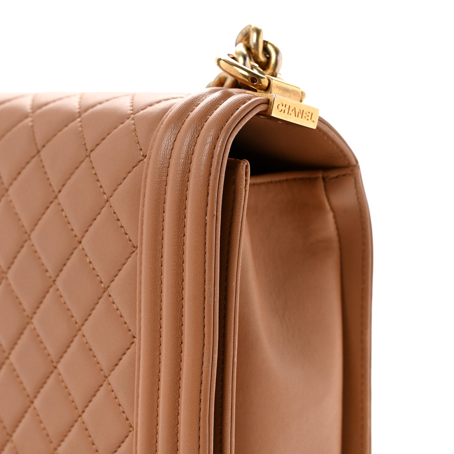 Lambskin Quilted New Medium Boy Flap Dark Beige