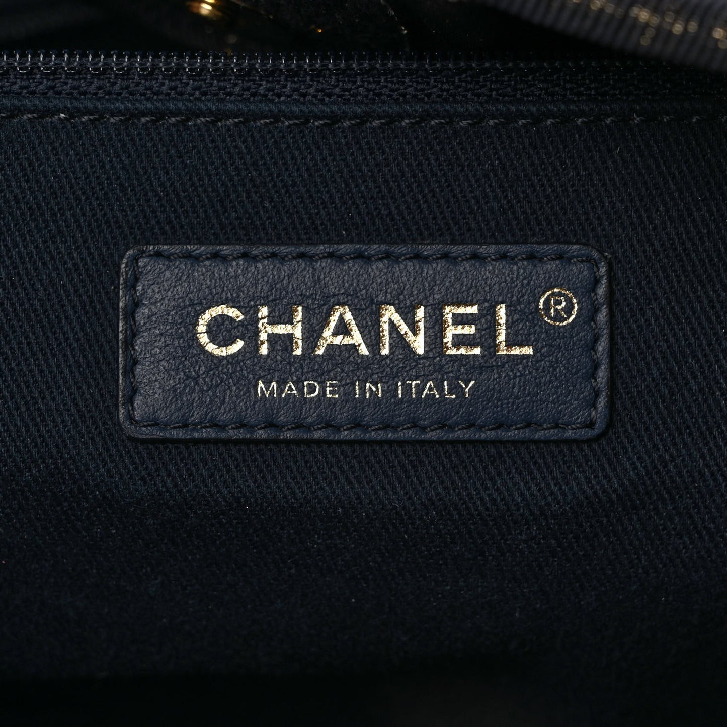 Lurex Canvas Small Deauville Tote Navy Blue Gold