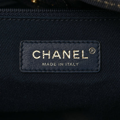 Chanel Lurex Canvas Small Deauville Tote Navy Blue Gold 5 of 7
