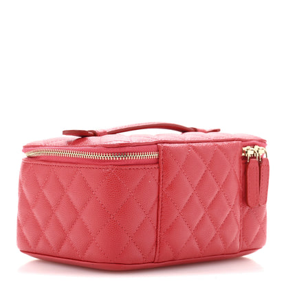 Chanel Caviar Quilted Top Handle Jewelry Case Red 3 of 9