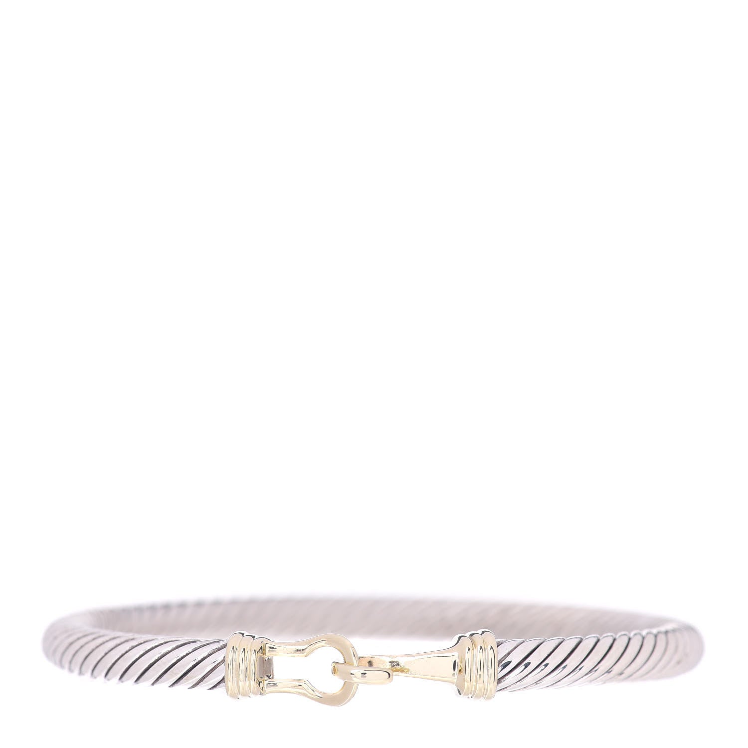 David Yurman Sterling Silver 14K Yellow Gold 5mm Cable Classic Buckle Bracelet 1 of 4