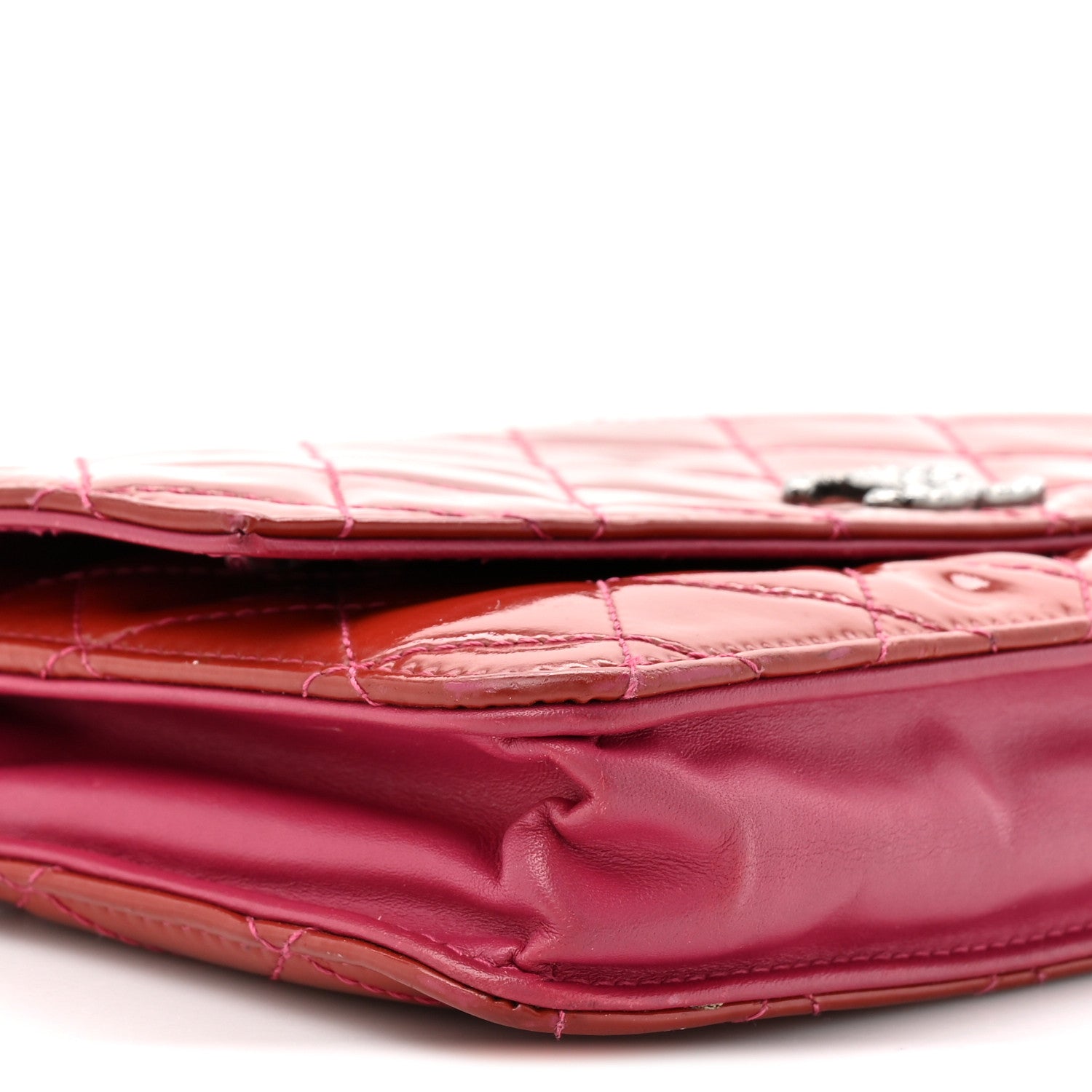 Chanel Patent Quilted Brilliant Wallet On Chain WOC Coral 11 of 16