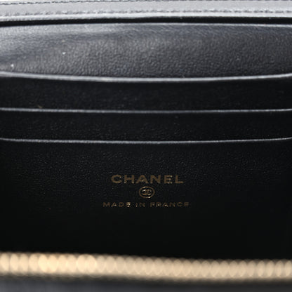 Chanel Lambskin Enamel Quilted Roller Skate Small Vanity Case With Chain Black 5 of 10