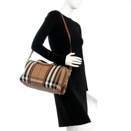 Burberry House Check Derby Calfskin Medium Alchester Bowling Bag Tan 2 of 9