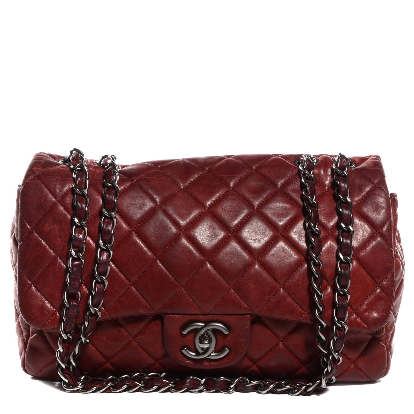 Lambskin Jumbo Single Flap Dark Red