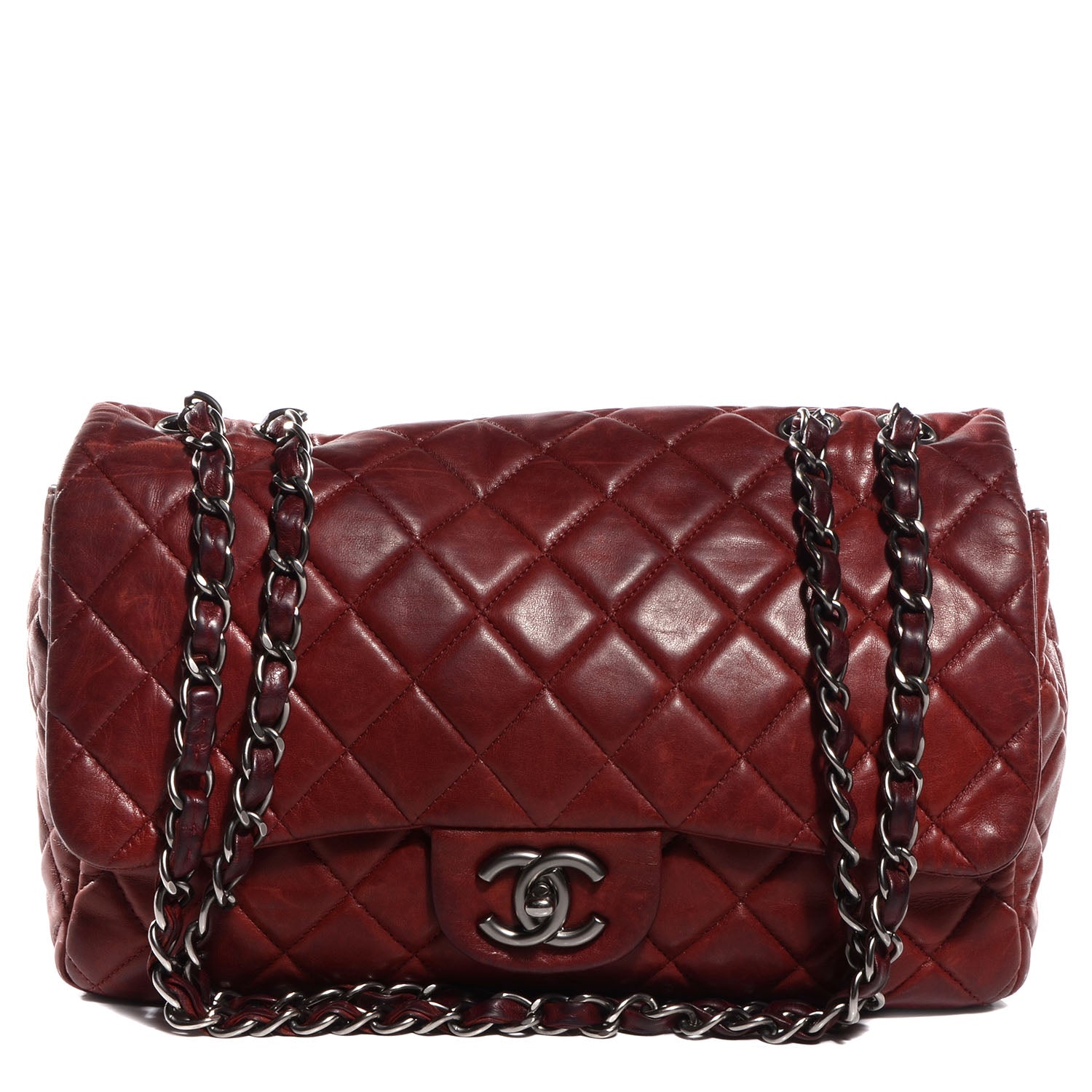 Chanel Lambskin Jumbo Single Flap Dark Red 1 of 10