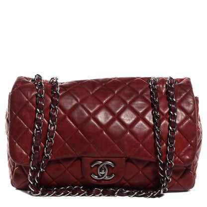 Chanel Lambskin Jumbo Single Flap Dark Red 1 of 10