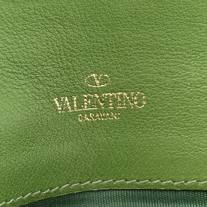 Valentino Garavani Calfskin Rockstud Wristlet Travel Wallet Green 8 of 17