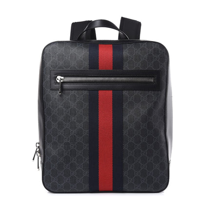 Gucci GG Supreme Monogram Web Tote Backpack Black Grey 1 of 10