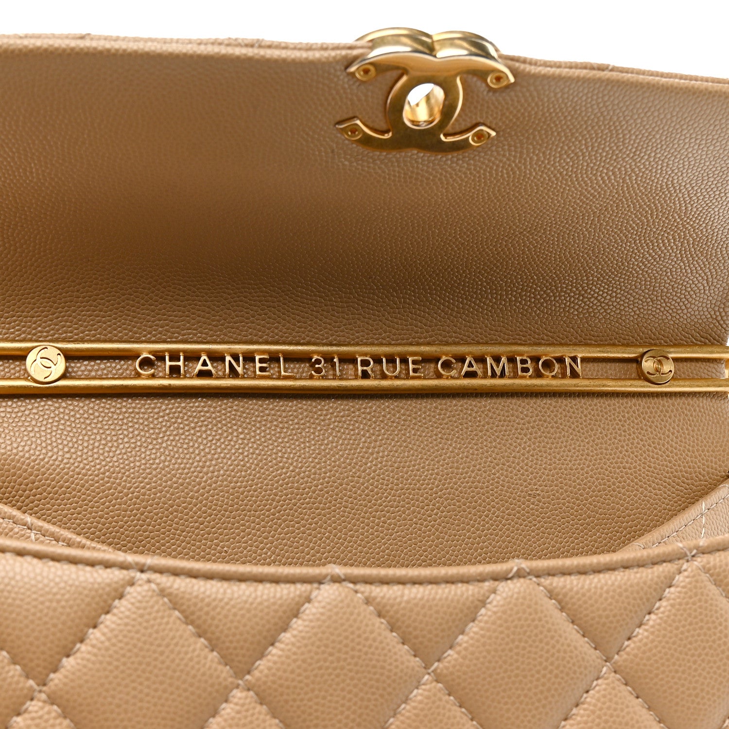 Chanel Caviar Quilted 31 Rue Cambon Top Handle Flap Dark Beige