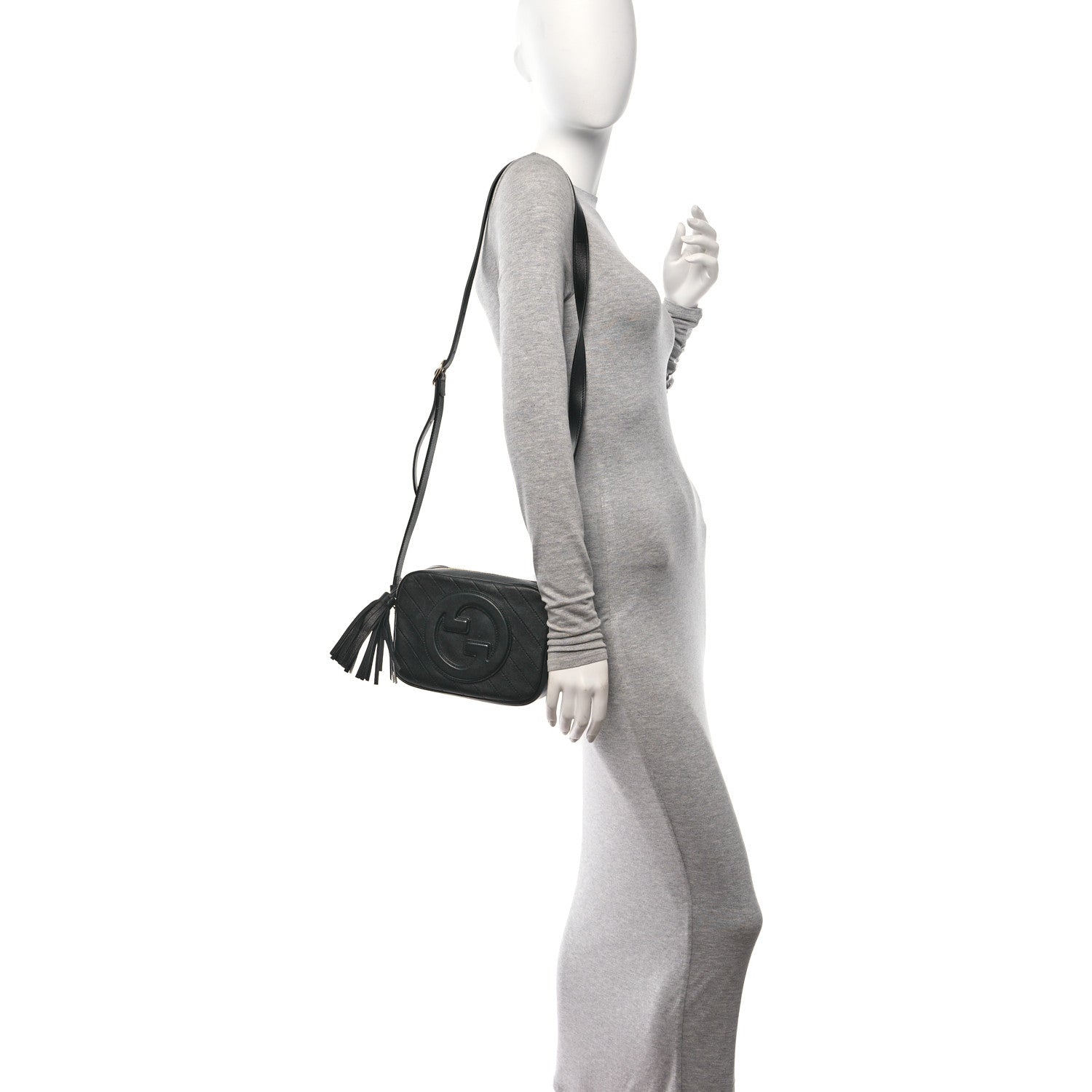 Gucci Sakai Be Green Calfskin Diagonal Stitched Small Blondie Shoulder Bag Black 2 of 9