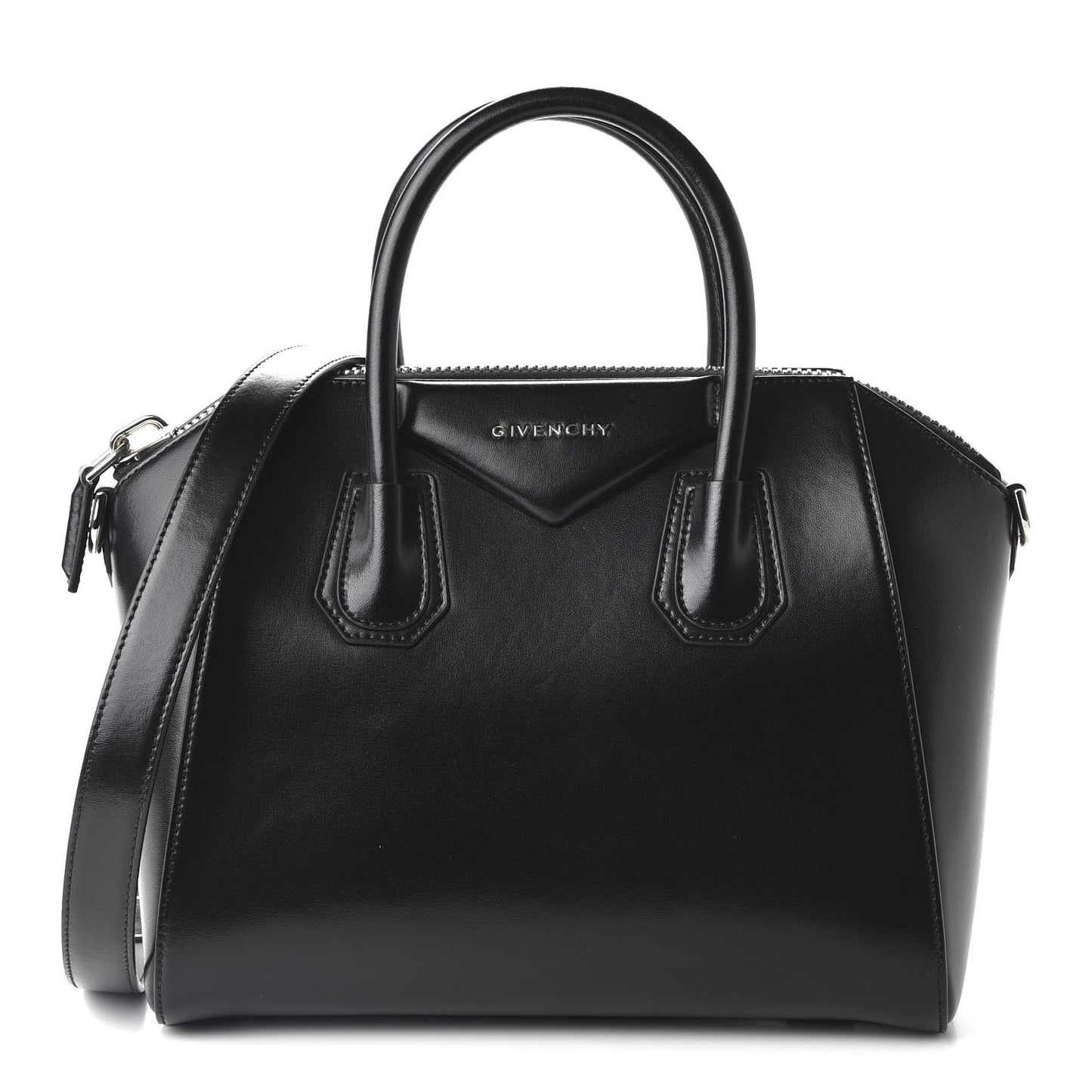 Shiny Lord Calfskin Small Antigona Black
