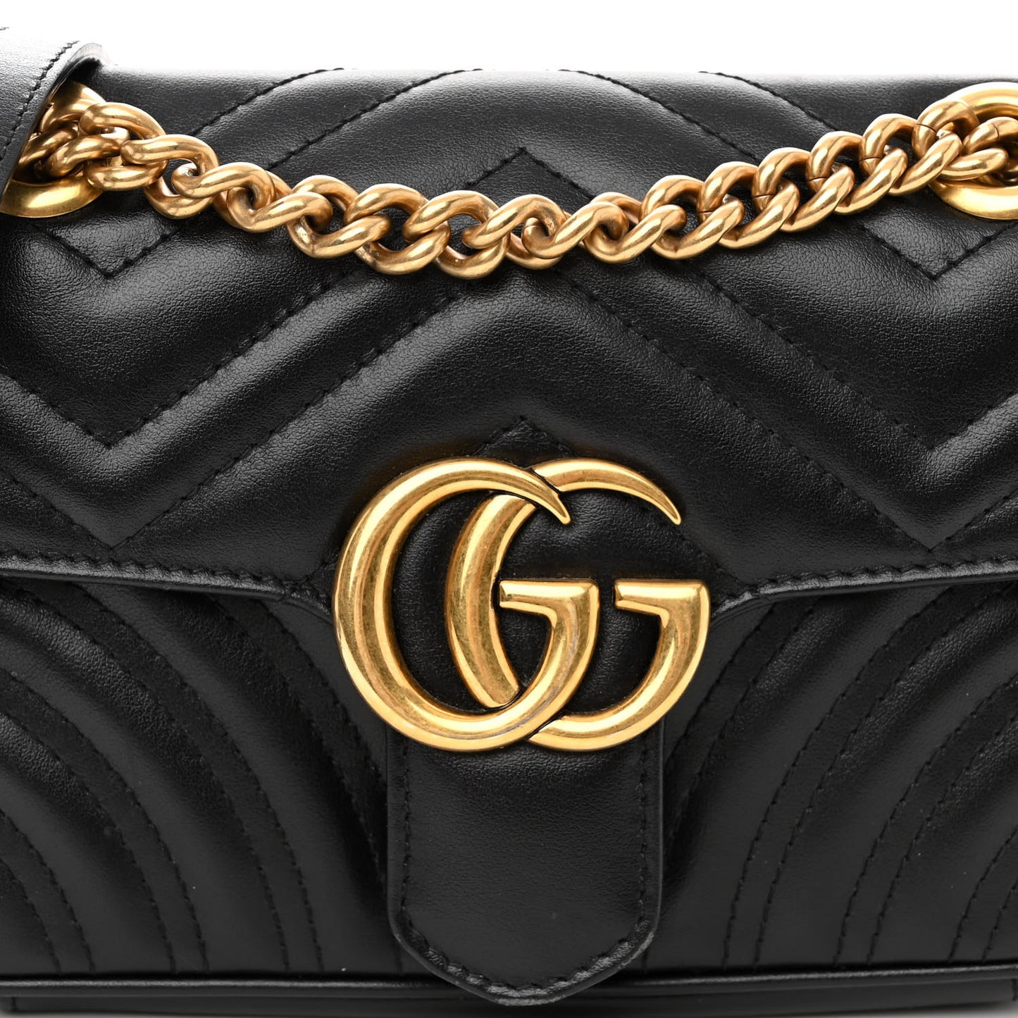 Calfskin Matelasse Mini GG Marmont Shoulder Bag Black